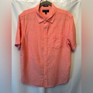 Banana Republic Men’s Large Linen Blend Slim Fit Coral Short Sleeve Button Up